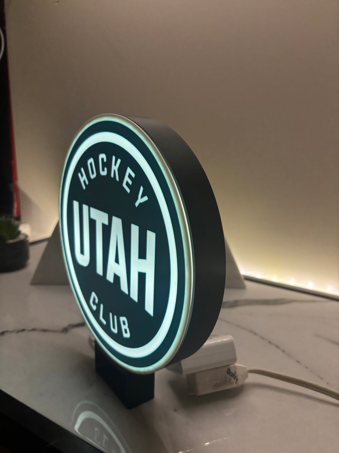 Utah Hockey Club LED Light Puck | 10” Diameter | USB Dimmable | Multi-Mountable