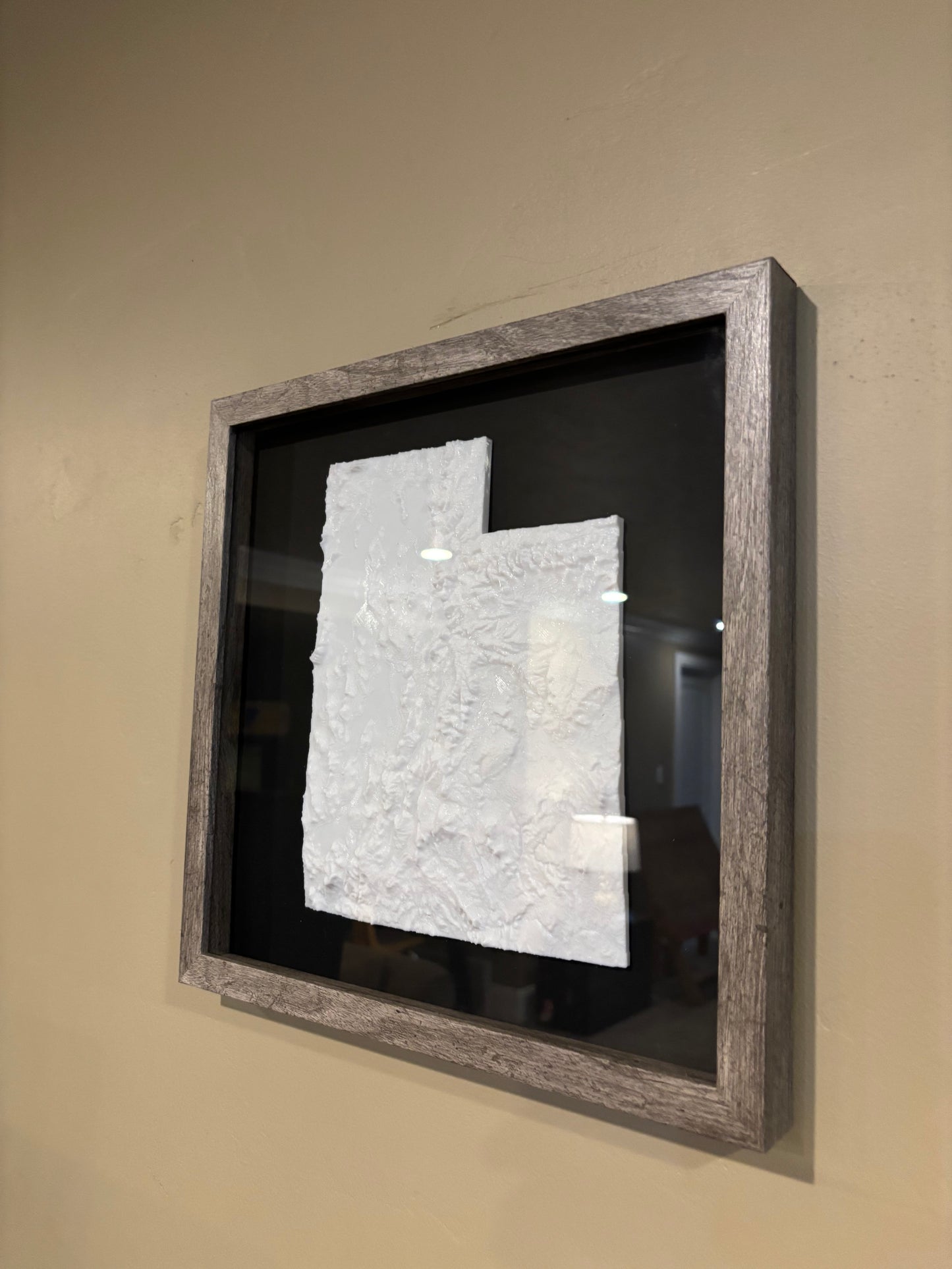 Customizable 3D Topographical Map of Utah in Shadowbox Frame