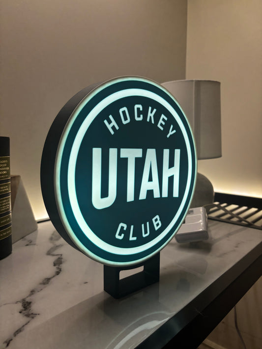 Utah Hockey Club LED Light Puck | 10” Diameter | USB Dimmable | Multi-Mountable