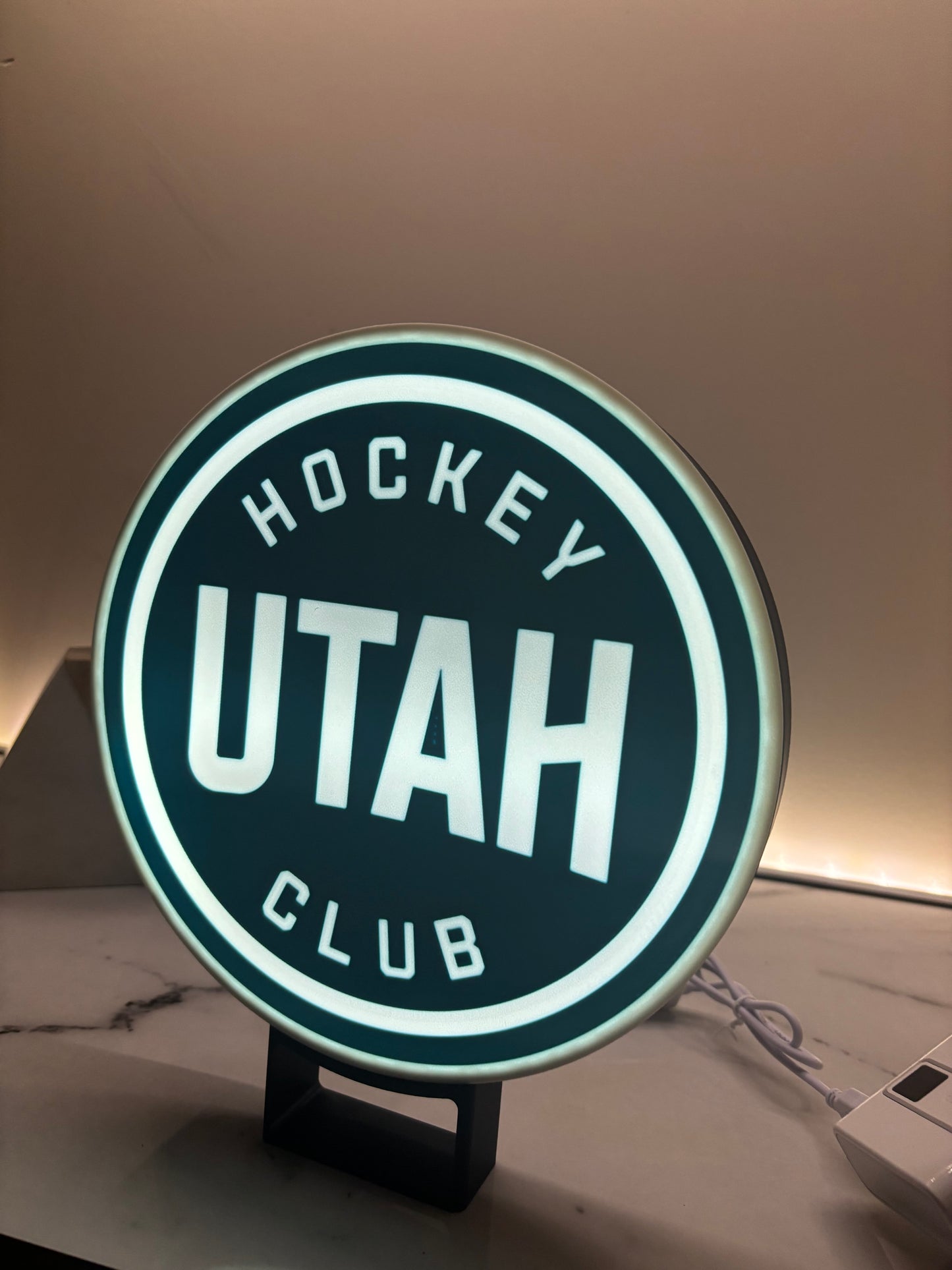 Utah Hockey Club LED Light Puck | 10” Diameter | USB Dimmable | Multi-Mountable