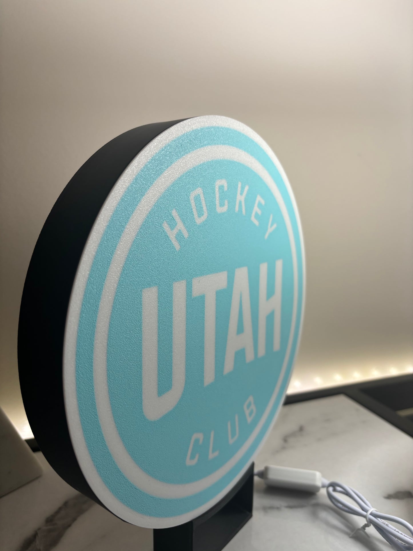 Utah Hockey Club LED Light Puck | 10” Diameter | USB Dimmable | Multi-Mountable